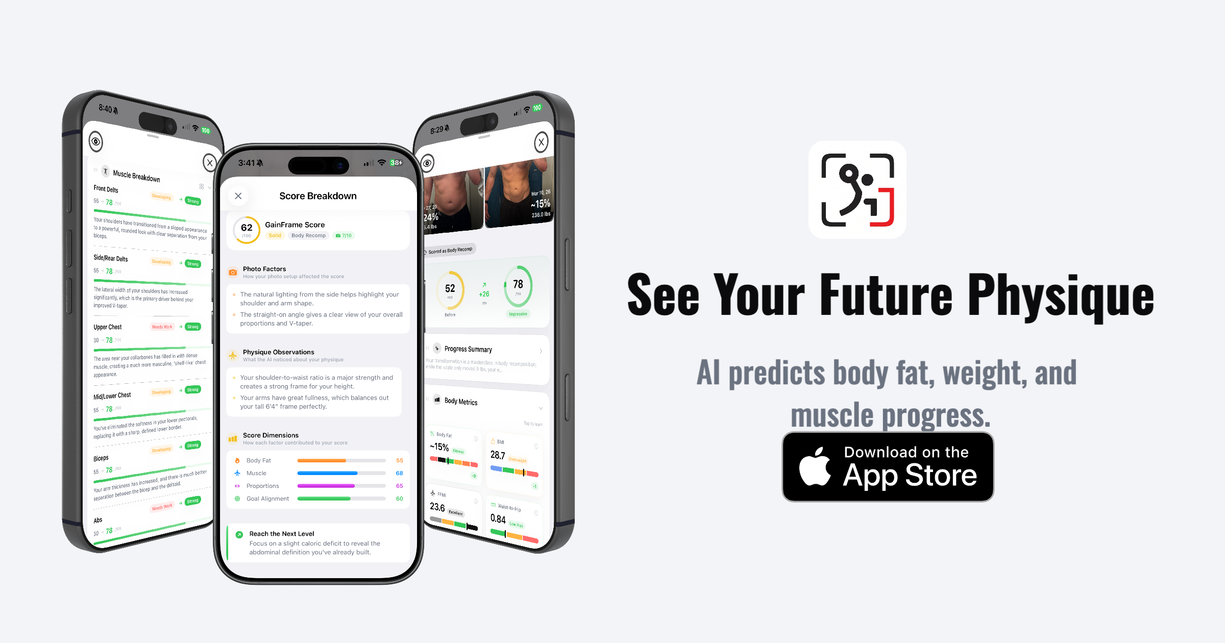 Logo GainFrame - The AI Body Composition App