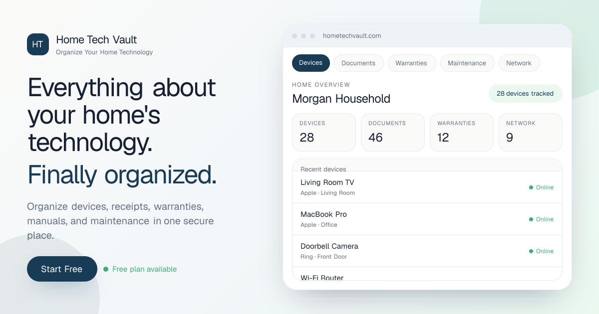 Logo Home Tech Vault | Home Inventory & Warranty Tracker That Discovers Your Devices