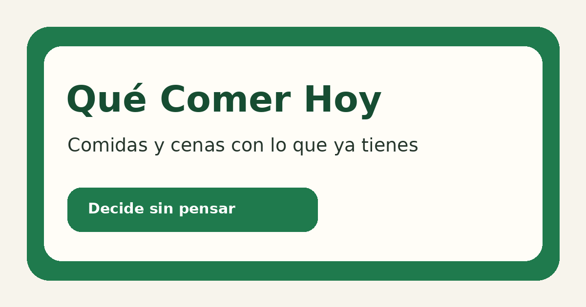Logo Qué comer hoy sin pensar: menú semanal con tu despensa